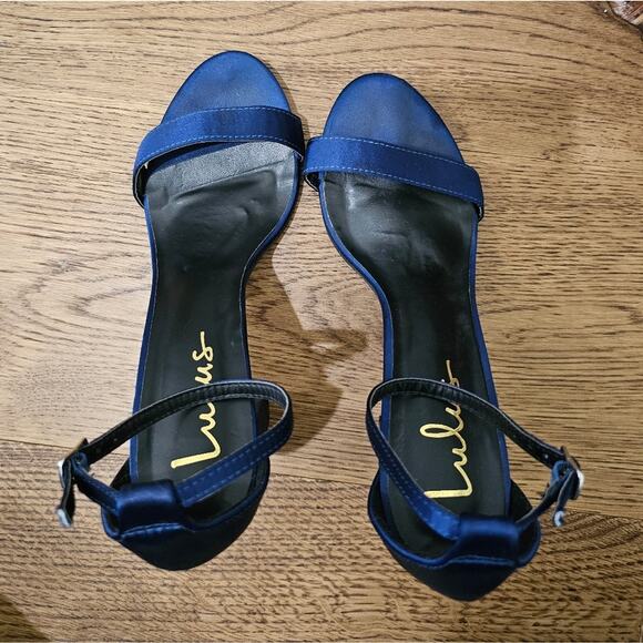 Lulu's Taylor Navy Satin Ankle Strap Heels - Picture 5 of 11